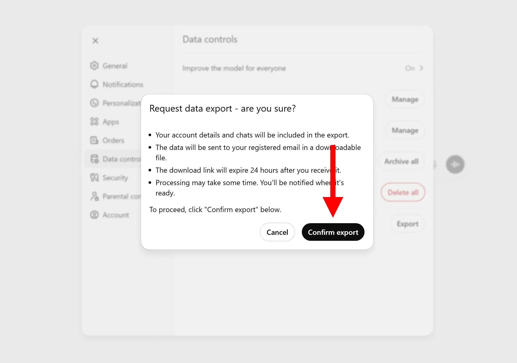 ChatGPT export step 2